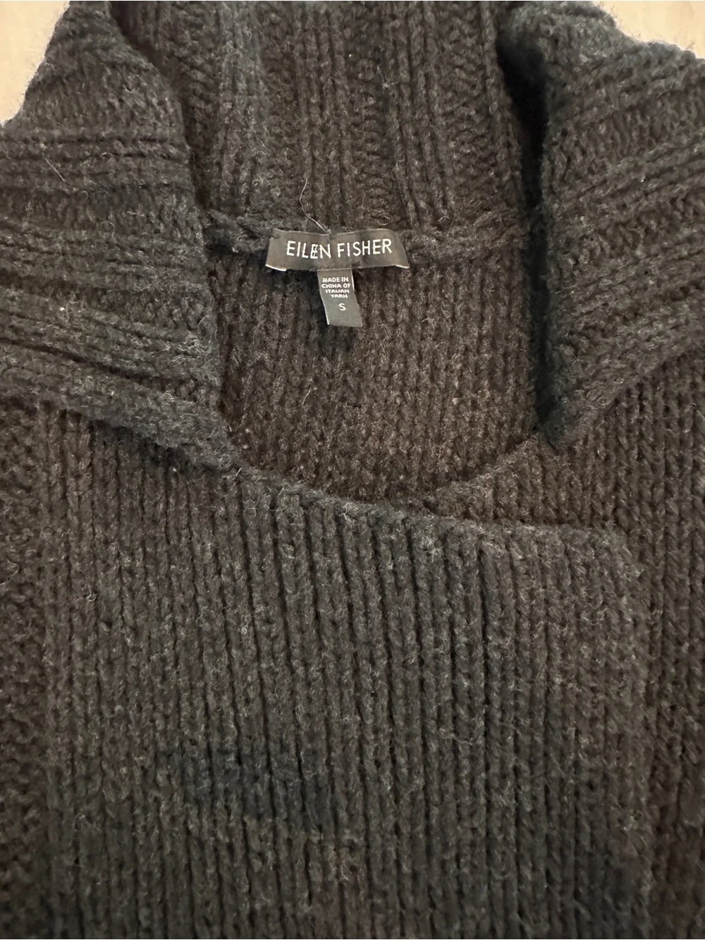 Eileen Fisher Charcoal Ribbed 100% Wool Cardigan Size S